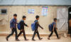 Displaced children arrive at a makeshift school in Syria. (AFP file photo)